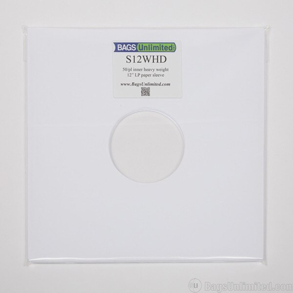 12'' White Paper Record Sleeves. Fi
